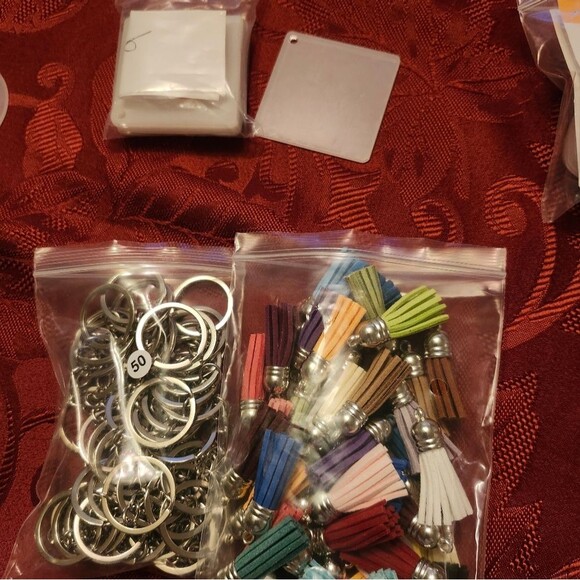 Handcrafted Custom Made Acrylic Square Keychain Zipper Pull Bag Charm - Picture 1 of 16